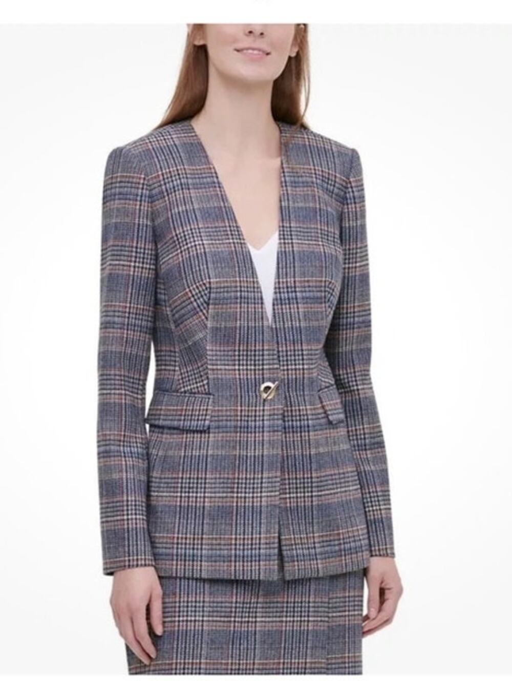Calvin Klein Plaid Skirt Suit Set | Blazer  Women's Size 4  Professional Career